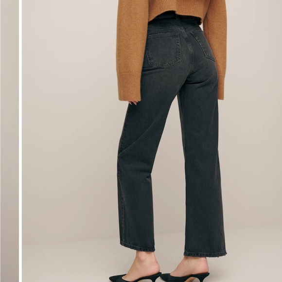 Reformation Wilder High Rise Wide Leg Cropped Jeans Black - Size 27 - Picture 2 of 6